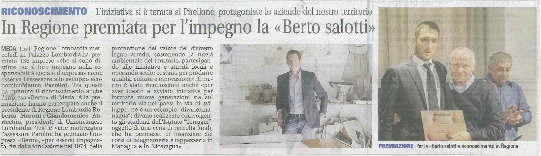 Clicca per leggere l'articolo Articolo del giornale di Seregno