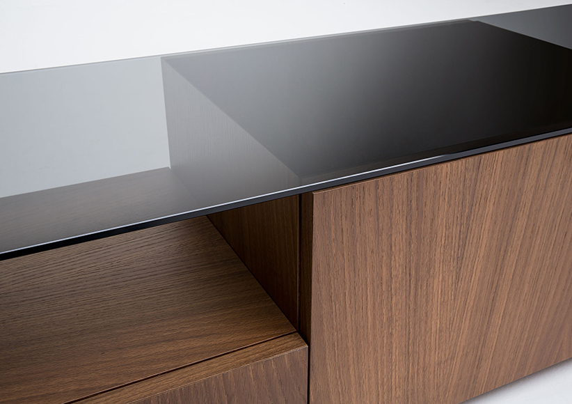 top in vetro fumé porta tv mike in legno e vetro fumé