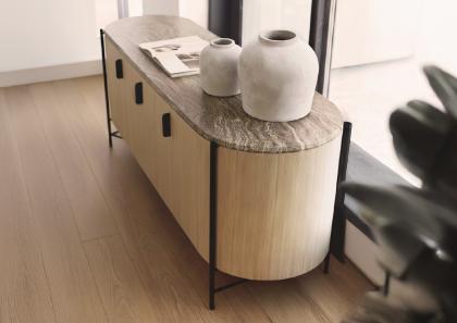 MADIA E CREDENZA MODERNA IN LEGNO DI ROVERE HILLY