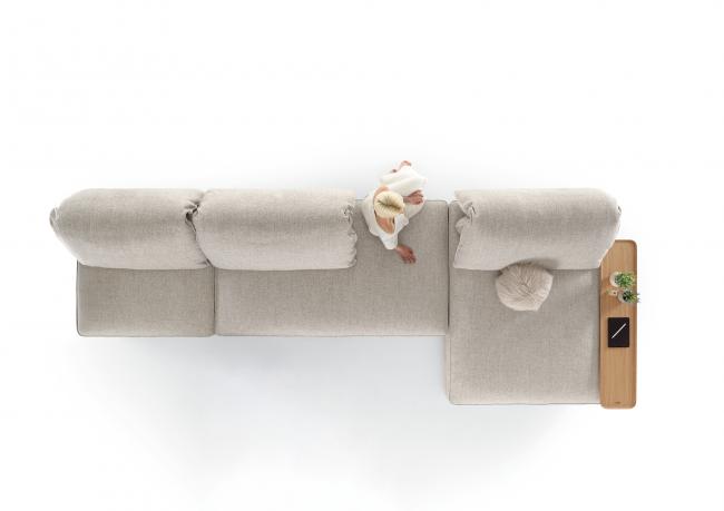 David divano componibile in pelle con braccioli in rovere - Outlet 