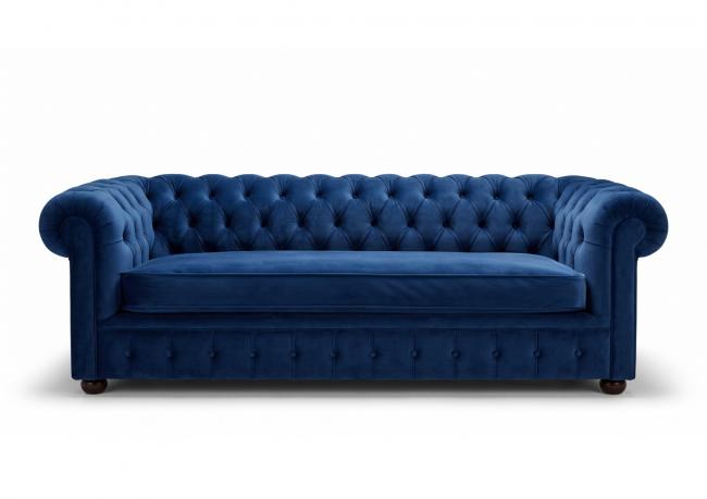 Divano Chesterfield Richmond in velluto blu - Outlet 