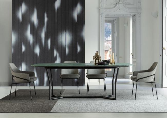 Cj tavolo rettangolare con piano in marmo Carrara - cm L.220 x P.100 H.76,5 -  BertO