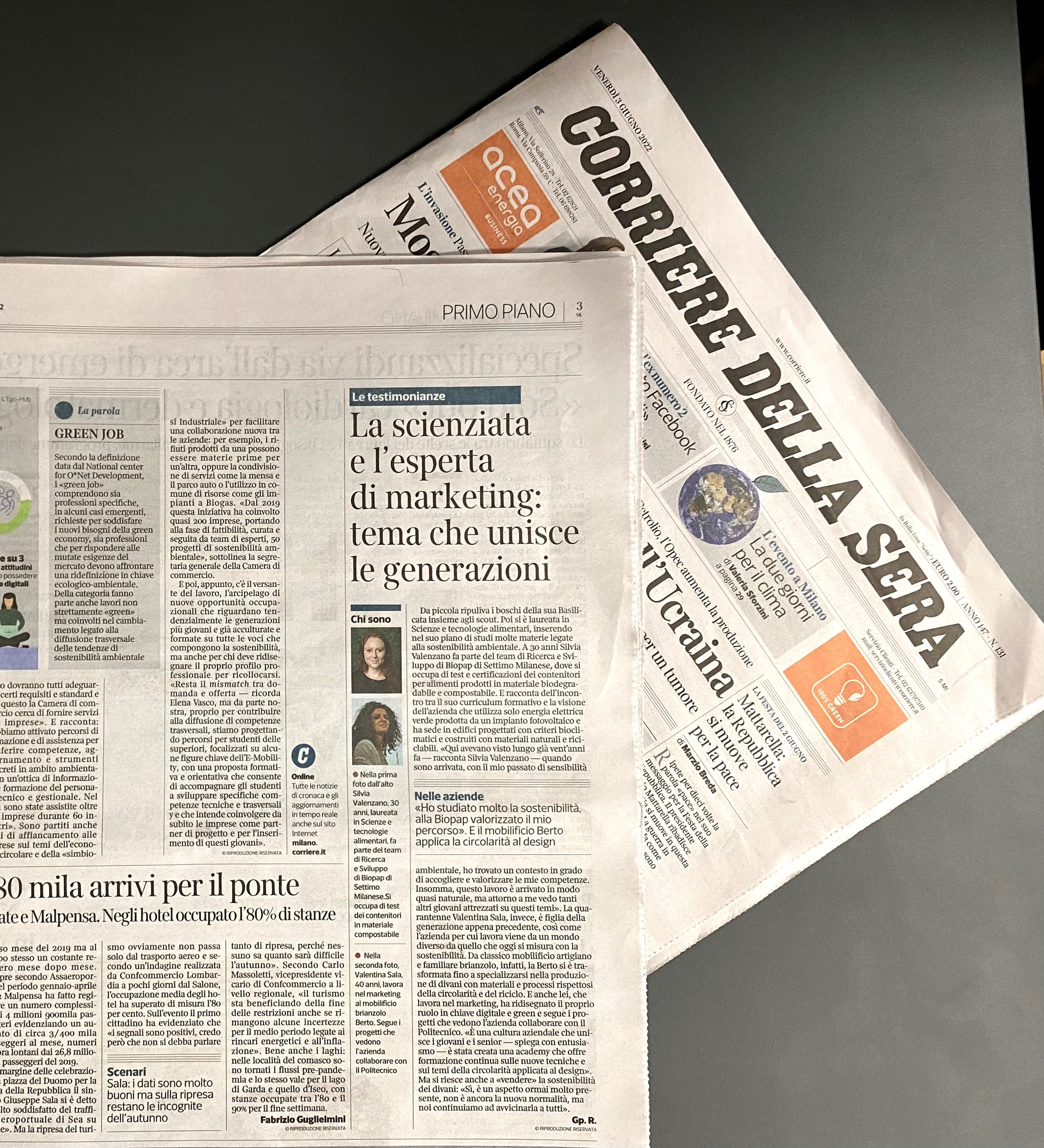 Articolo Corriere della Sera - Intervista Team BertO Articolo Corriere della Sera - Intervista Team BertO competenze digitali e verdi