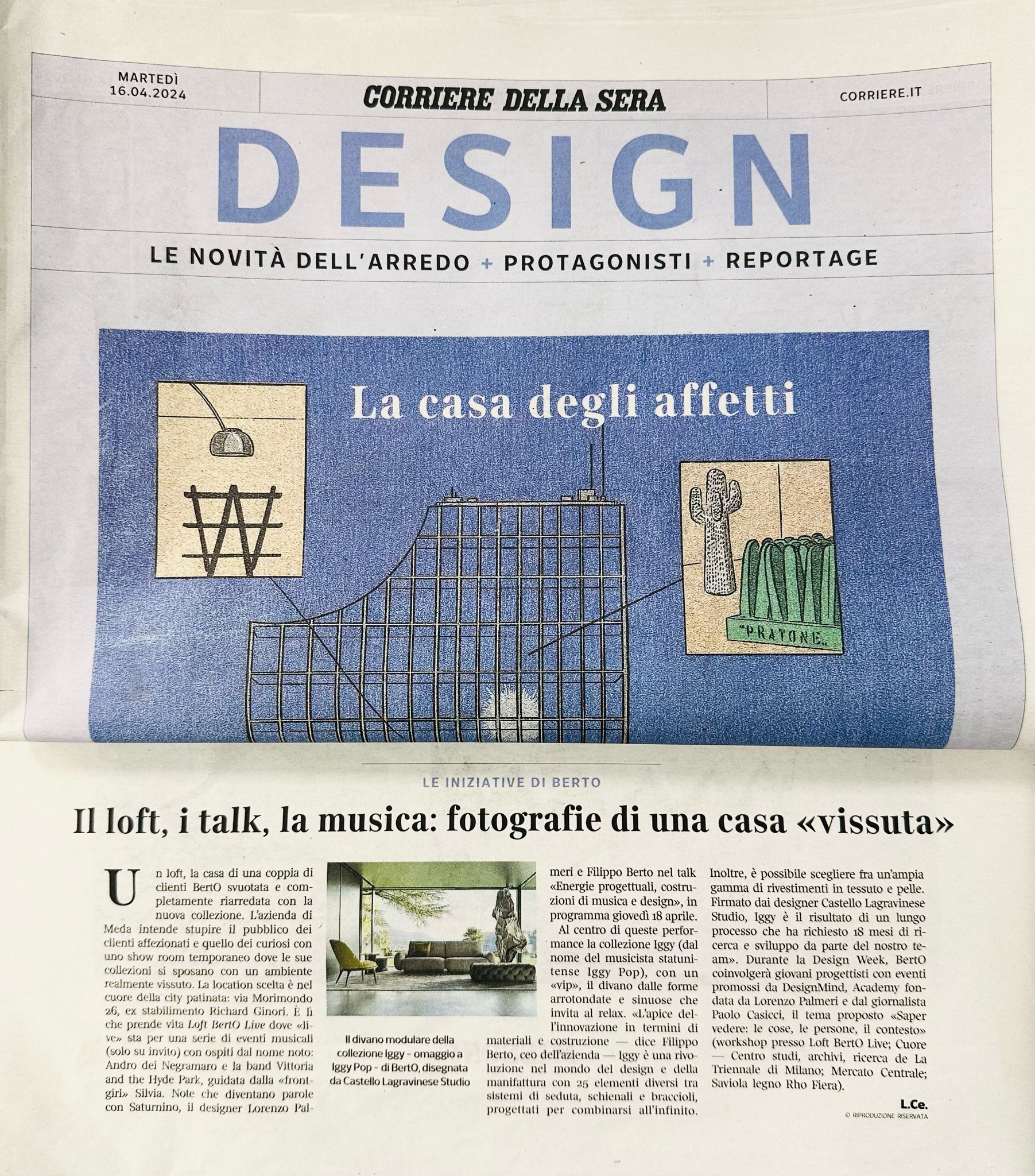 LOFT BERTO LIVE su Corriere della Sera LOFT BERTO LIVE su Corriere della Sera
