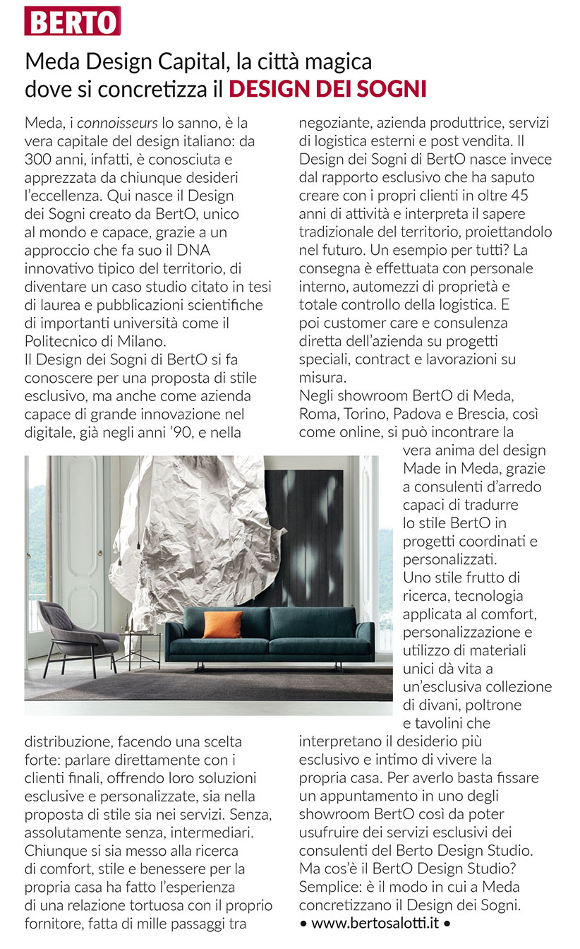BertO sul Corriere della Sera con il servizio BertO Design Studio BertO sul Corriere della Sera inserto Milano con il servizio BertO Design Studio