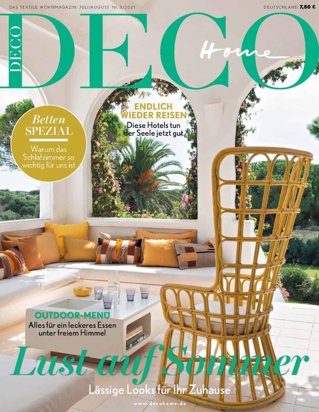 Rivista design d'interni tedesca DECO home Copertina rivista design interni tedesca DECO home