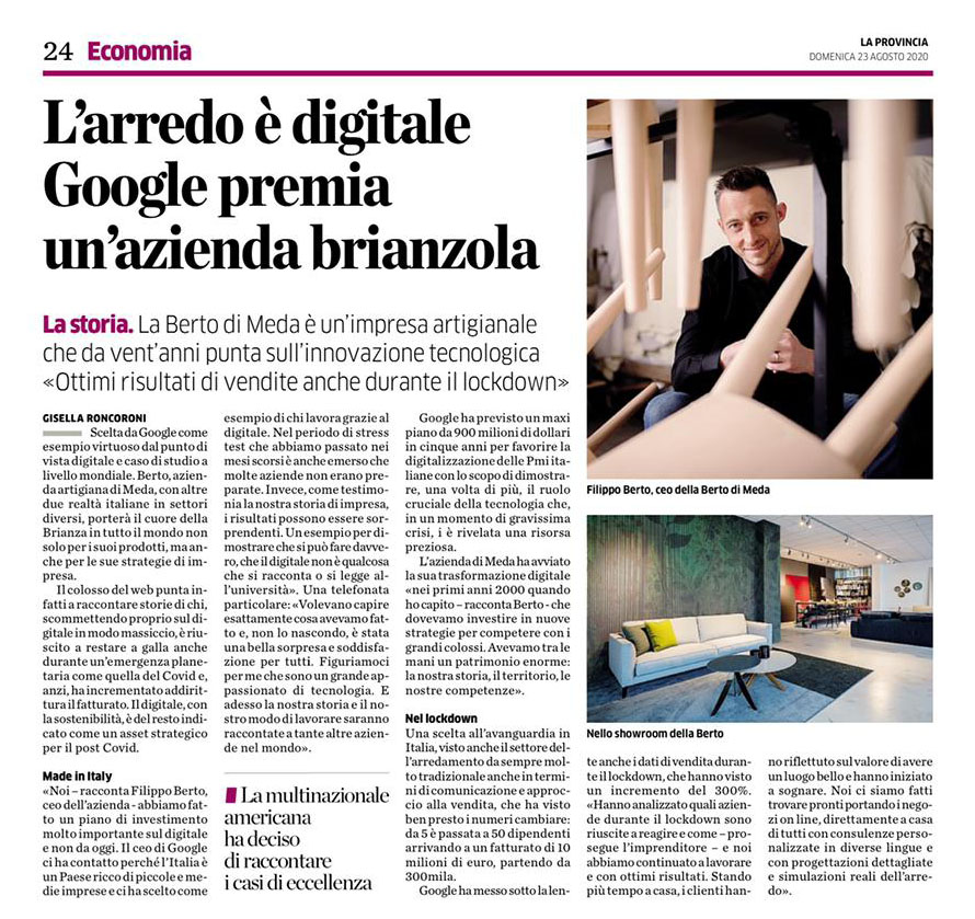 Google premia il Made in Meda di BertO Google premia il Made in Meda di BertO. Leggi l'articolo su La Provincia!