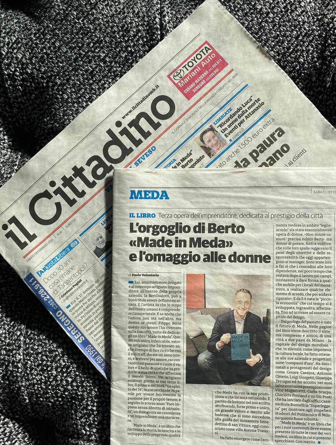Orgoglio Made in Meda: articolo de il Cittadino Orgoglio Made in Meda: articolo de il Cittadino Paolo Volonterio