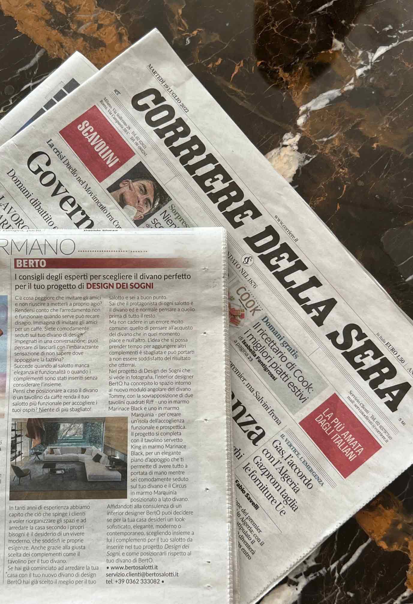I consigli BertO sul Corriere della Sera I consigli degli interior designer BertO sul Corriere della Sera